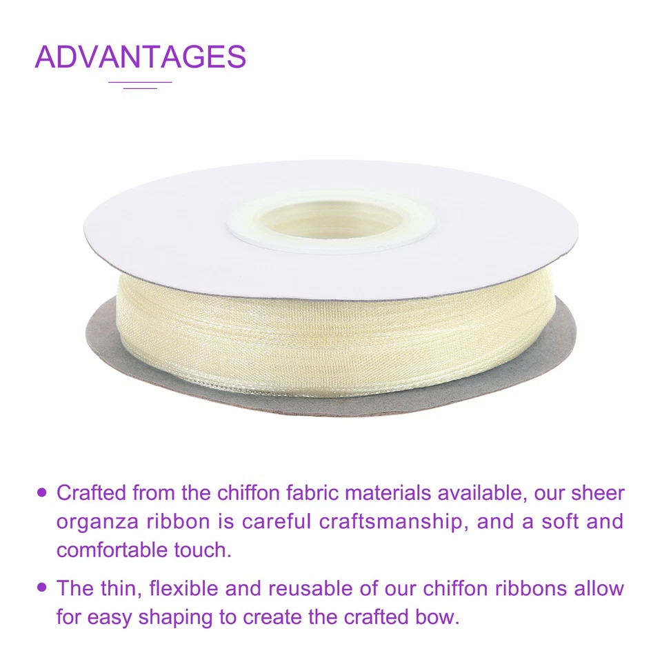 Cinta de gasa blanca lechosa de 50 yardas 1/4 pulgada cinta de organza transparente Foto 4 de 4