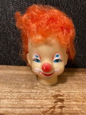 Vintage Crazy Clown Head Wild Red Hair Doll Making 3" Tall not counting hair