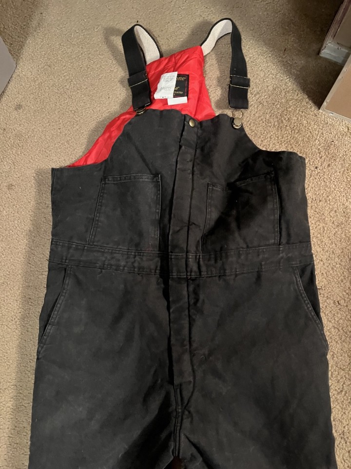 Vintage ZeroZone by Walls Black Canvas Winter Snow Overalls Large