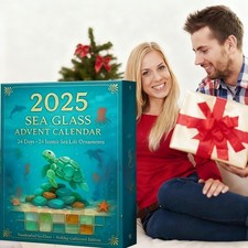 Sea Glass Marine Life Advent Calendar, 24 Days Christmas Countdown Calendar 2025