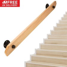 39" Wooden Handrail Stair Rail Grab Balustrade Staircase Banister Bar Wall Mount