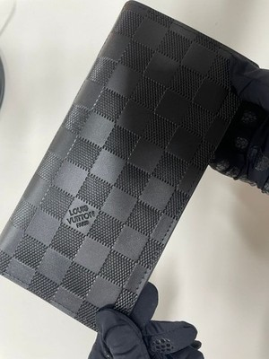 Authentic Louis Vuitton Damier Graphite Portefeuille Brazza Long Wallet Box Set