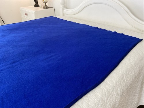 Vintage Girl Guides Vibrant Blue Pure NZ Wool Throw Rug Blanket 130cm x 150cm - Picture 7 of 21