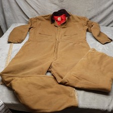Carhartt Coveralls Mens 52R Brown Duck Canvas Rugged Quilt Lined Work 90s VTG