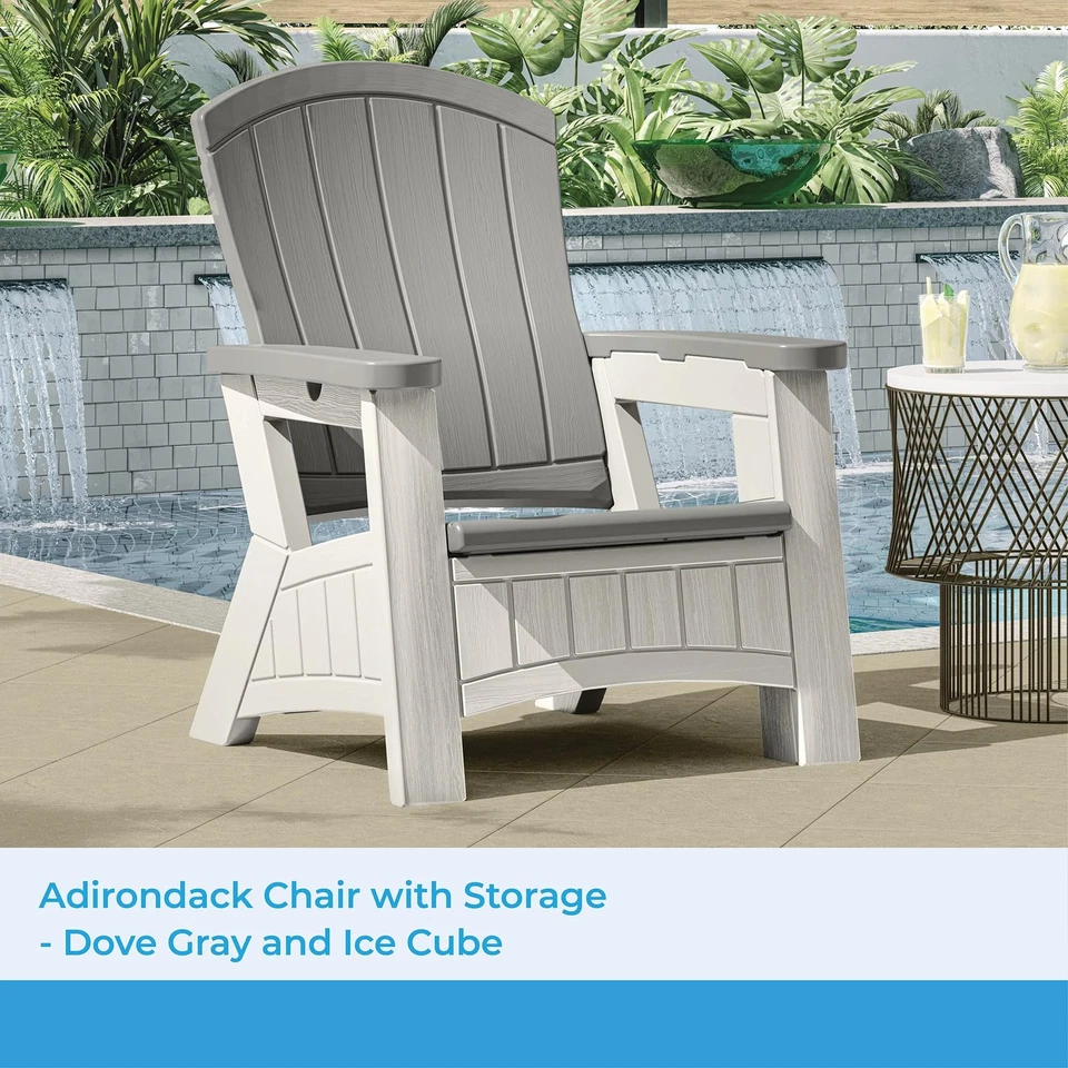 Outdoor Patio Adirondack Chair with 8 Gallons of Under-Seat Storage, Stylish ... - Image 2 of 4