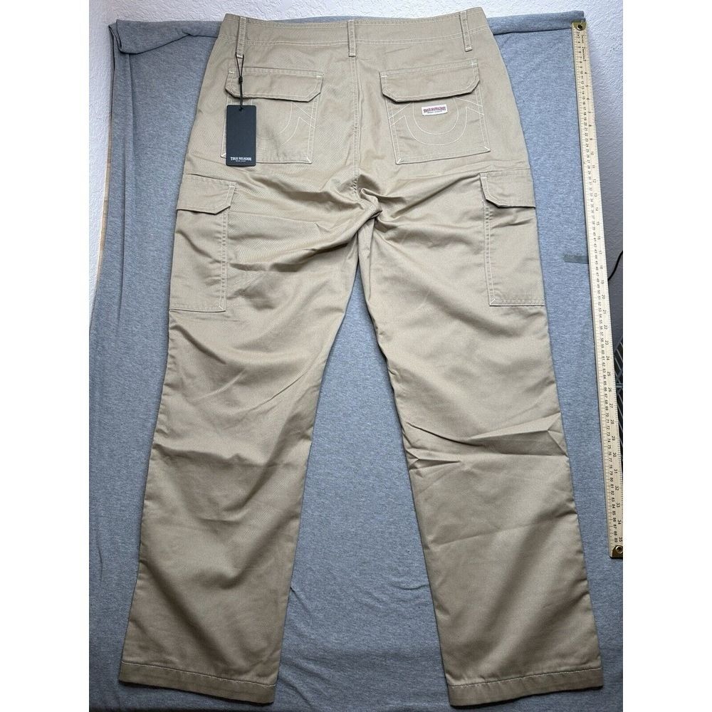 True Religion Pants Mens 34X32 Tan Travertine Cargo Flat Front Straight… thumbnail 4