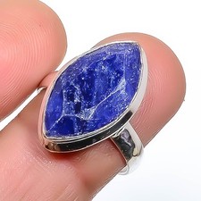 Sapphire Gemstone Band Ring Size 925 Sterling Silver