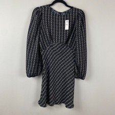 Express Printed Puff Sleeve Empire Waist Mini Fit and Flare Dress Small