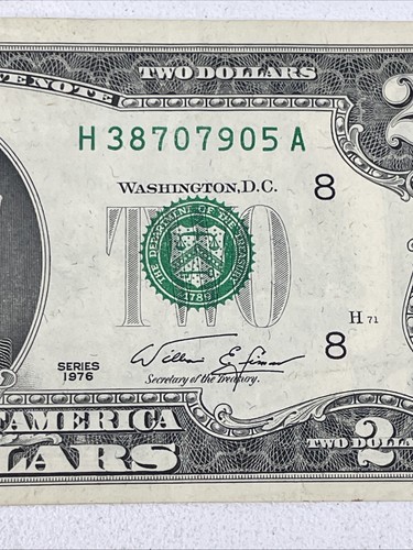 3-1976 $2 Dollar Bicentennial Bill Note Error Misaligned Overprint - Picture 4 of 13