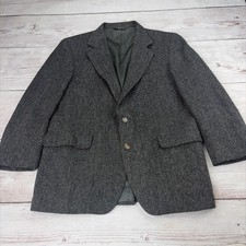 VTG Lacrosse Men's 42R Gray Herringbone Wool Tweed Blazer Suit Jacket Sport Coat
