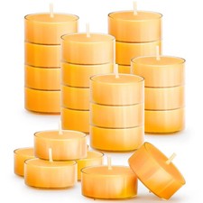 25PCS Pure Beeswax Tealight Candles, Natural Scent, Clear Cup Raw 25PCS