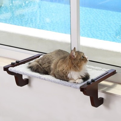 Easy Seat Cat Perch for Window Sill Hammock Design w/Premium Wood & Robust Metal