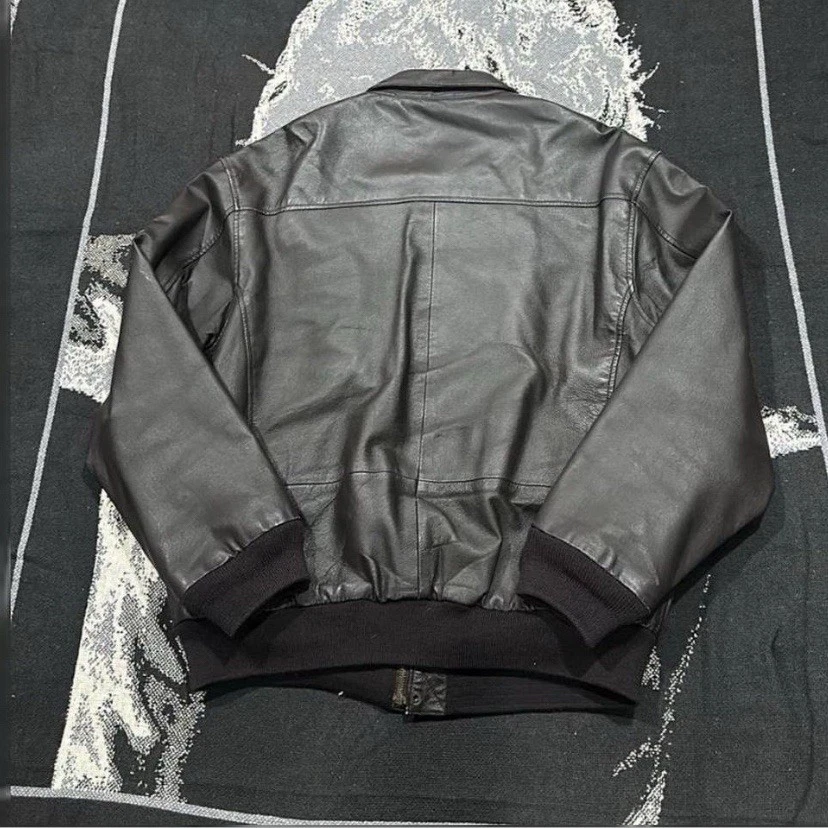 Vintage Air Force Airborne Genuine Leather Bomber Style Jacket Size Large - Image 3 of 4