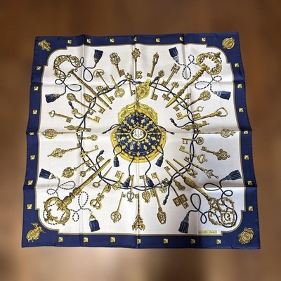 Hermes Kare90 Kure Navy Silk Scarf