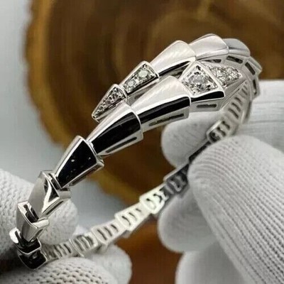 Damen-Armreif Armband 5 kt Rundschliff Lab Created Diamant 14 kt Weißgold-Finish