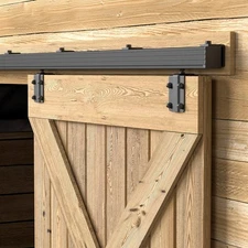 6.6FT Box Rail Sliding Barn Door Hardware,Wall Mount Track Kit,Heavy Duty,Eas...