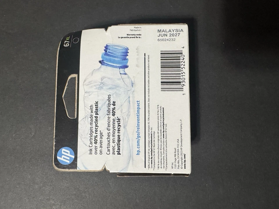 Cartuchos de tinta originales HP 67XL de alto rendimiento negros ¡dos! EXP junio 2027 - Foto 2 de 2