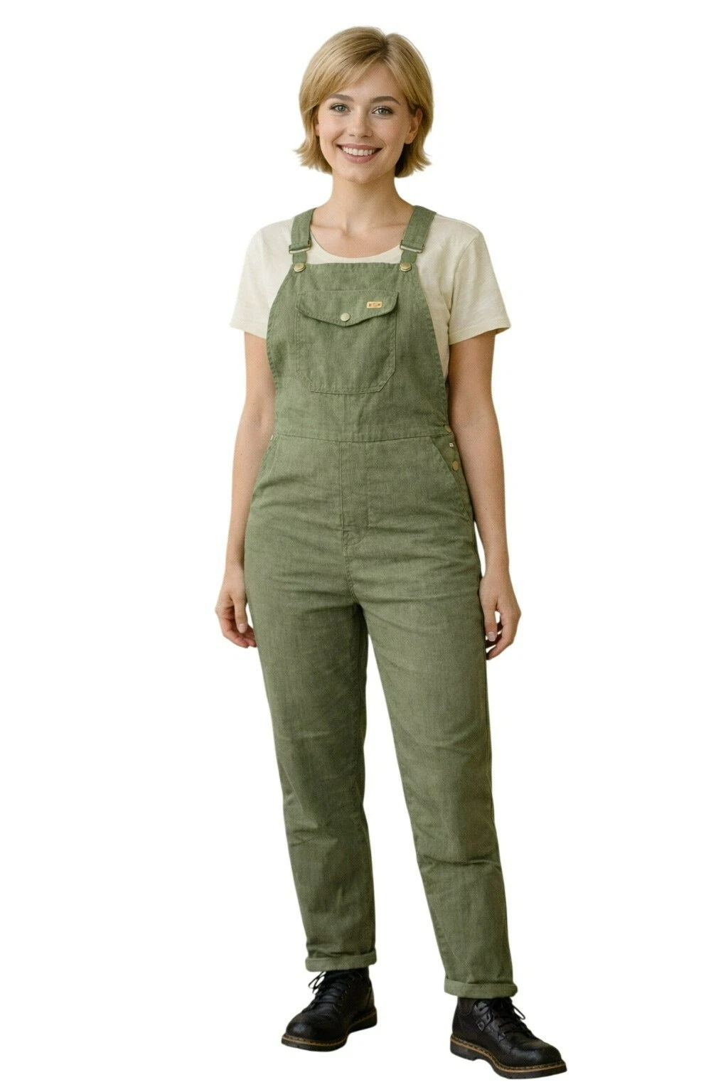 Fjallraven Vardag Dungaree Trousers Overalls Womens Medium Khaki Green
