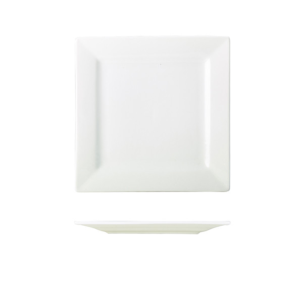 Genware Porcelain Square Plate For Hotel Restaurant 21cm/ 8.25"" Pack of 6