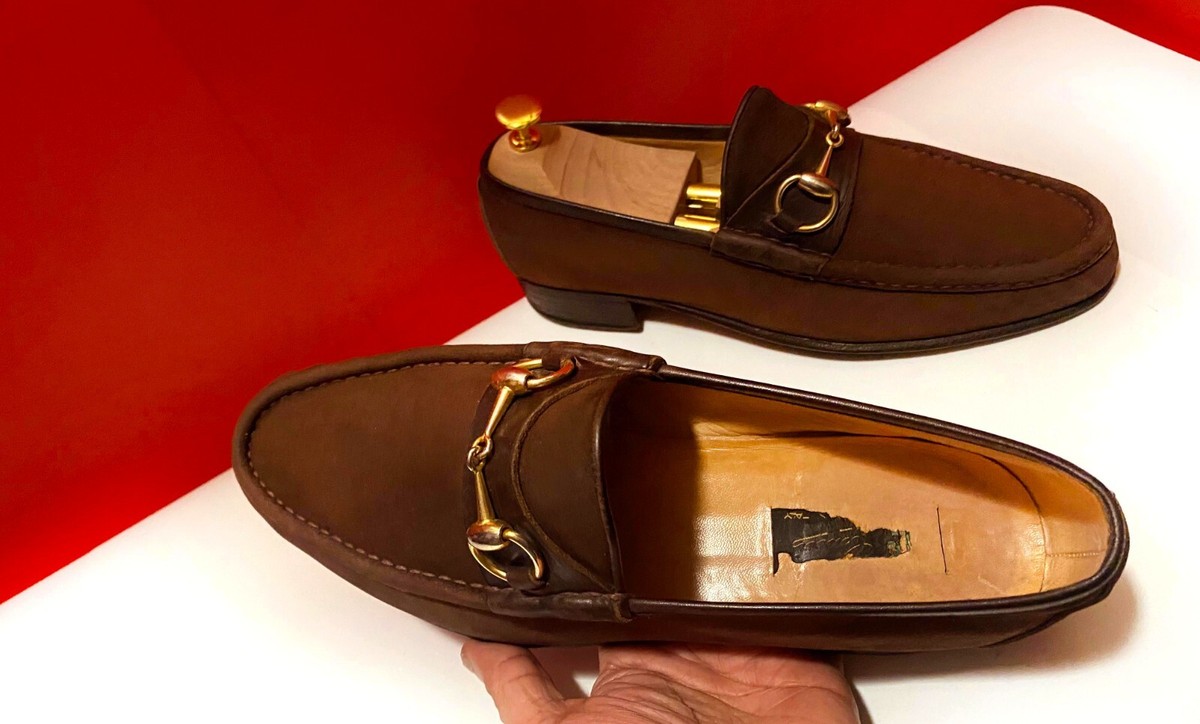 $889.00 !!GUCCI LUXURY MEN'S RUSTY BROWN SUEDE HORSE BIT LOAFER