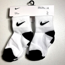 Nike Toddler Lightweight Ankle Socks 6 Pack White/Black 2-4 Years New