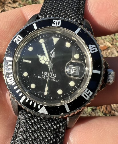 Vintage SAILBOAT Yacht Logo Nautica 50M Diver Watch - Picture 2 of 10