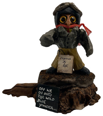 Vintage Originals by Elfi Owl Perched on Driftwood Figurine