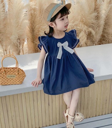 New Fashion Baby Kids Summer Solid Dress Girls strap suspender A linen Dresses - Picture 13 of 20