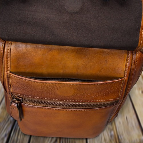 Genuine Leather Messenger Bag for Men Sling Purse Crossbody Shoulder Bags Satche - Picture 10 of 15