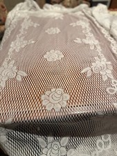 Lace Tablecloth 68" X 84" Rectangular Floral Rose White Dining Table 100 POLY
