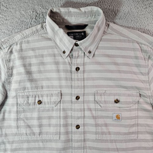 Chemise Carhartt homme grande remises coupe ample manches courtes gris rayé