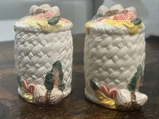 Vintage 1960's Longrich Woven Baskets Set of Salt & Pepper Shakers Collectible