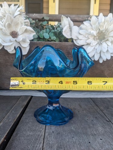Vintage MCM Epic Blue Handkerchief Pedestal Vase - Picture 8 of 8
