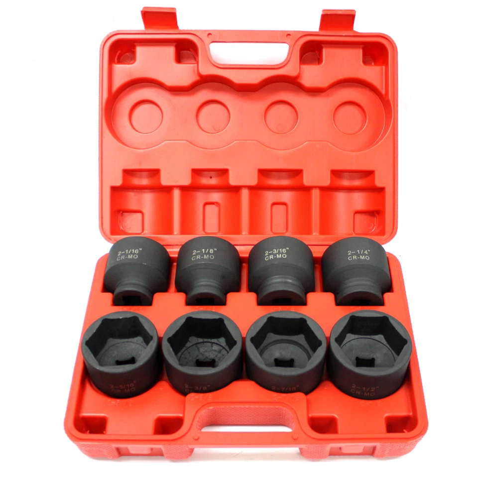 Juego de enchufes de impacto poco profundos grandes de 8 piezas 3/4" Drive Jumbo 6 puntos SAE 2-16" a 2-1/2" Foto 4 de 4