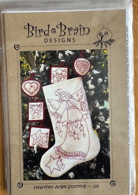 Vogel Gehirn Designs Herzlicher Engel Redwork Urlaub/Weihnachten Strumpf Muster