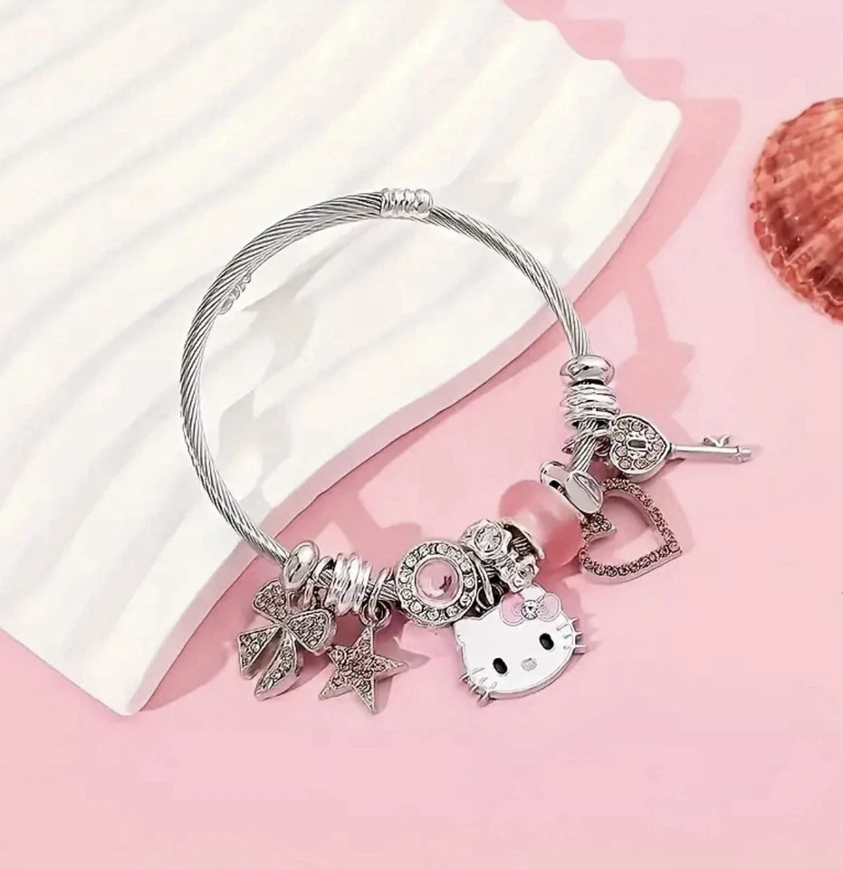 Hello Kitty - Pulsera - Cuentas de Cristal Anime - Colgante Foto 2 de 4