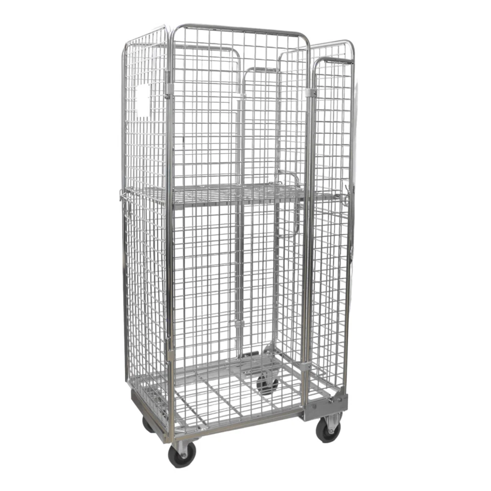 STACKENROLL COMPANY S.R.O. Rollbehälter nestbar 4-seitig Tür Etage verzinkt Rollwagen Kommissionierwagen