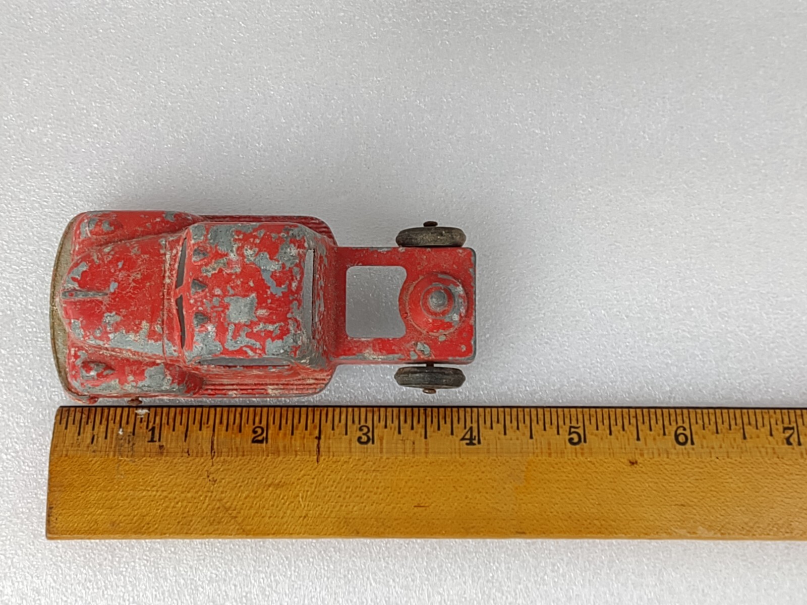 Tootsie Toy Red Truck with Flatbed Trailer USA Metal Diecast Old