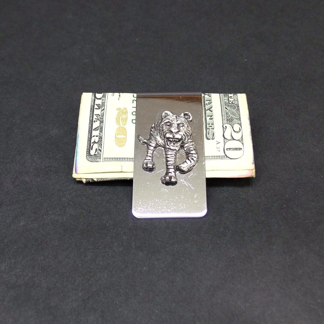 Tiger Money Clip Stainless Steel Cash Credit Card Wallet Clipper | eBay