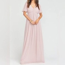 Show Me Your Mumu Emily Empire Flutter Sleeve Maxi Dress Neutral Mauve 3X