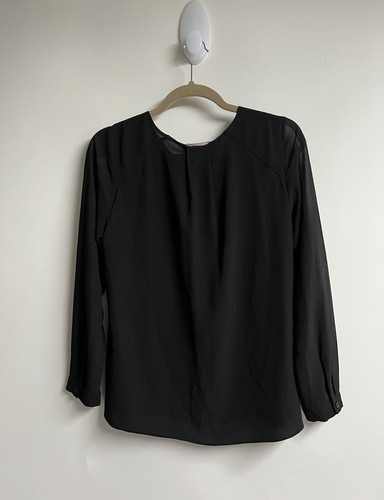 Pookie & Sebastian Women Black LongSleeve Blouse Size..18” Bust by 25” Length - Picture 3 of 8
