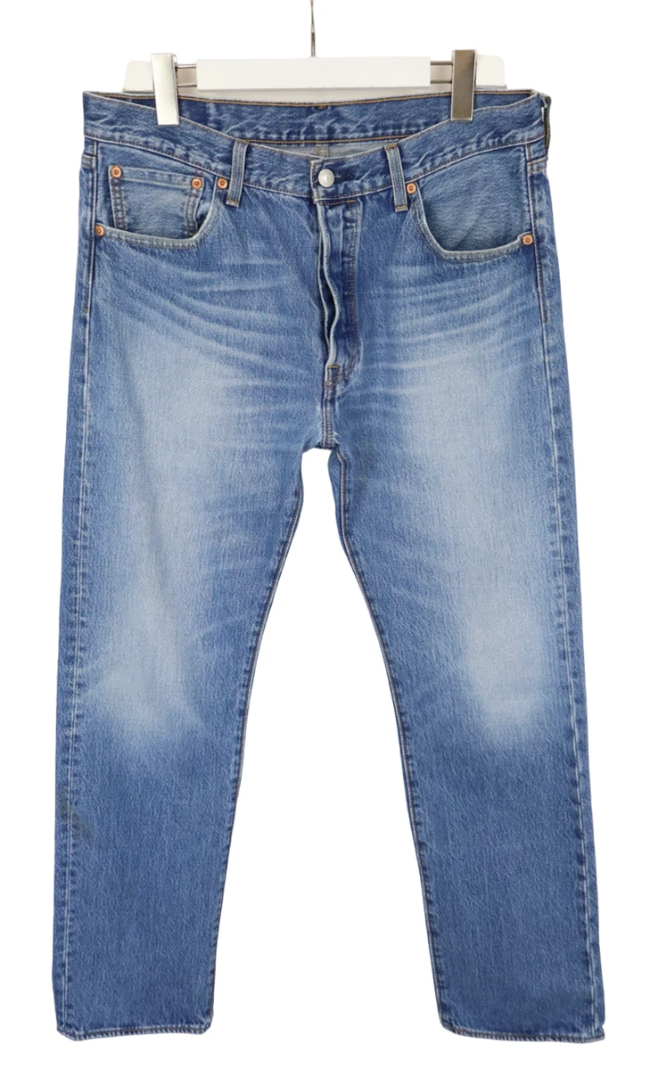 Jeans Levi's 501 Homme Taille Haute Coupe Droite W34 L31 Bleu - Occasion Très Bon état