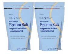 2 PACK Foster & Thrive 1 lb Pouch Epsom Salt Granules Magnesium Sulfate USP 100%