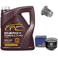 MotoröL Set 5W-40 5 Liter + ÖLfilter + Schraube FüR Dacia Duster Renault Clio