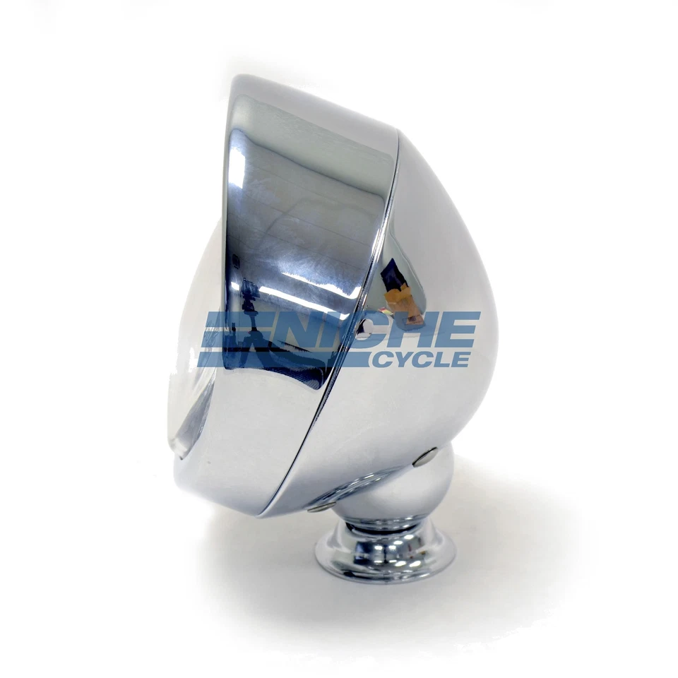 Mini 3.5" Chrome Hooded Spot Lamp Headlight Custom Bottom Mount - Image 3 of 4