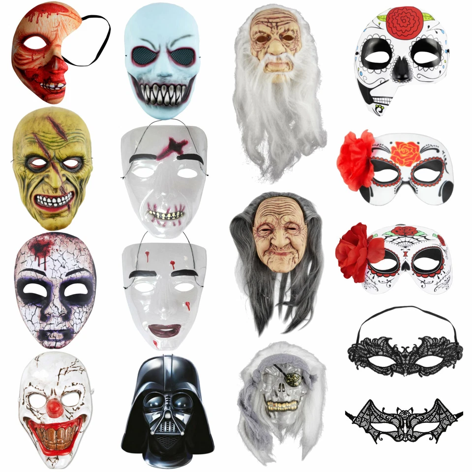 MARKENLOS Halloween & Maskenball: Augenmasken, Halbmasken, Clown, Zombie, La Catrina