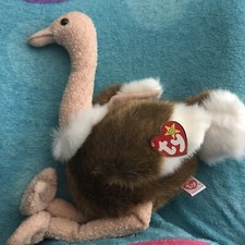 1998 Ty Beanie Buddy Stretch The Ostrich With Tag  Cover Also Tush Tag