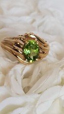14k Yellow Gold Green Peridot Ring Size 4.75 Vintage U.S.A.