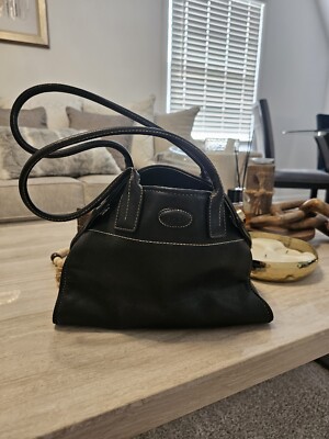 Tod's Vintage Girelli   Cape Black Leather Satchel Bag