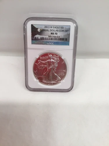 NGC MS70 2013 W ANNUAL Uncirculated Dollar Coin Set Burnished Silver Eagle